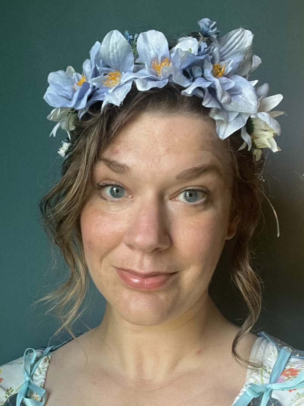 Blue Flower Crown, Adjustable Floral Headband
